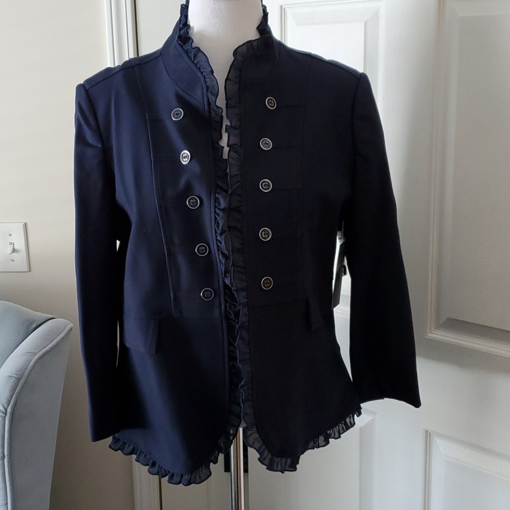 Feminine Navy Jacket Sz L NWT